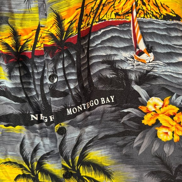 Hawaiian Button-Up Shirt 2X Dunns River Tropical Print Palm Trees Flowers - Picture 5 of 7